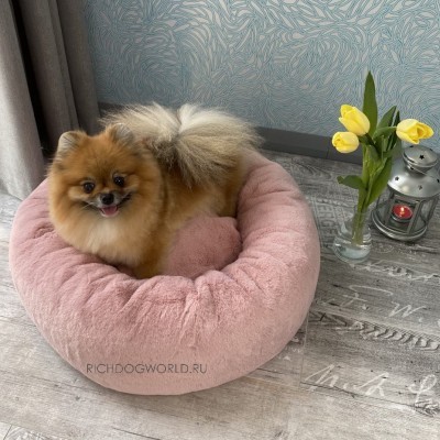 8206 MD Лежанка-пончик для собак/кошек PREMIUM, пыльно-розовая "Furry Heart House" (M) съемные чехлы