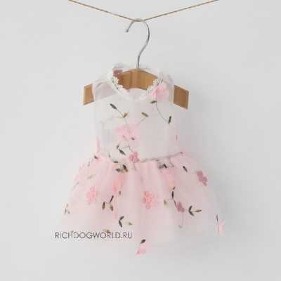 4214 BH  , - "Flower Embroidery Dress - PINK"