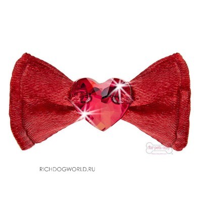AI2017-J8   "For Pets Only - Heart Bow Red Satin Hairclip" ()