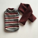 4197 BH Теплая маечка с шарфиком, бордовая с бирюзовым "Knit T-shirt"