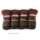 0040-2023 Сапоги зимние РП с усиленным носком "For My Dogs - Brown Sparkle Boots", коричневые блестящие