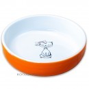MKR060837 Миска Mr.Kranch керамическая для кошек Кошка с бантиком 370 мл оранжевая