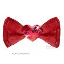 AI2017-J8 Заколка красная "For Pets Only - Heart Bow Red Satin Hairclip" (Италия)
